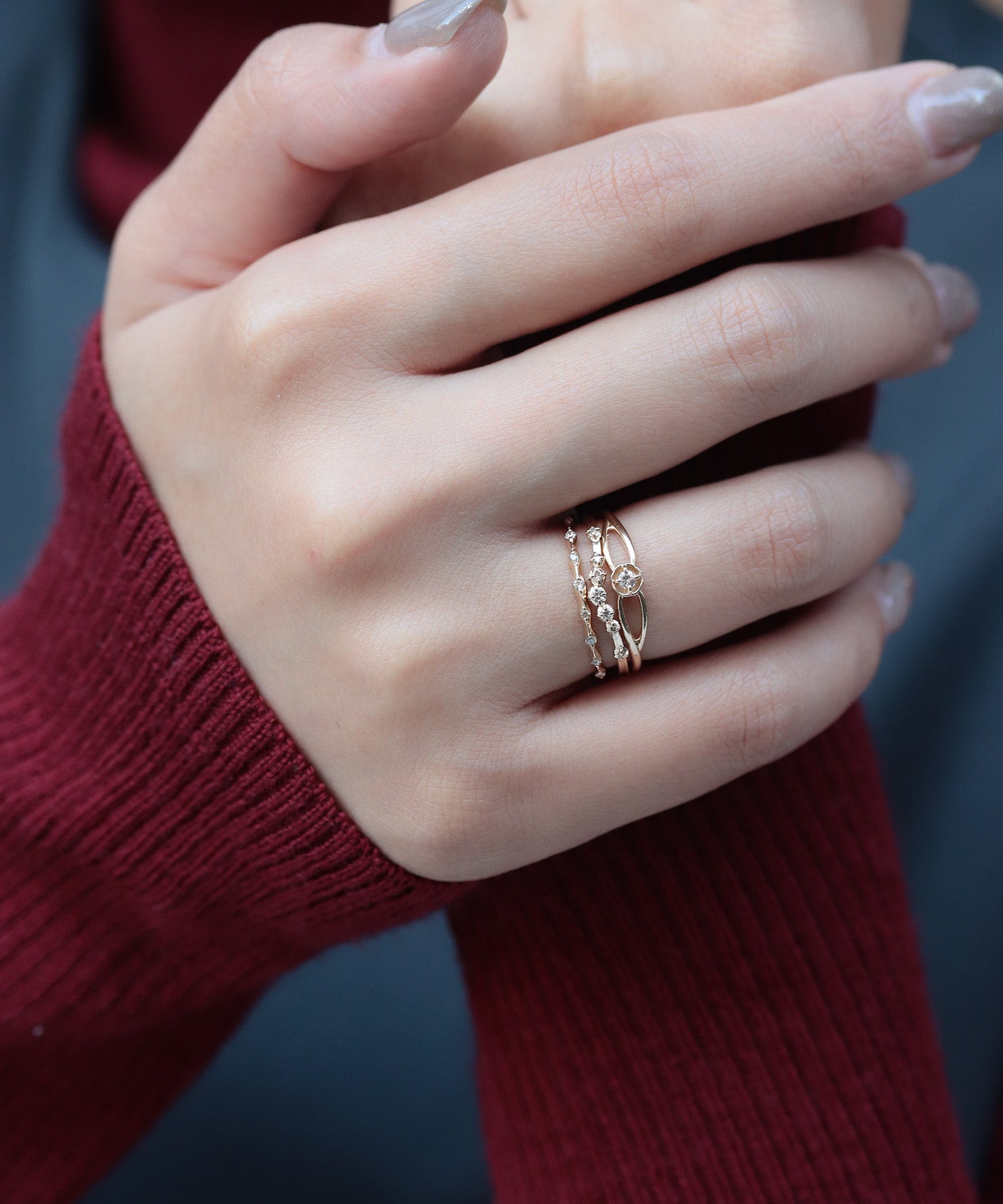 ノワールドプーペ レイヤード リング 11号 NOIR DE POUPEE】 K10クロス