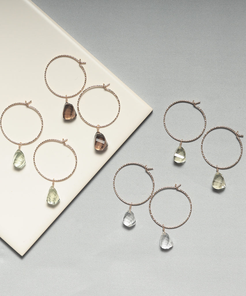 K14GF スパークル天然石 フープピアス – NOIR DE POUPEE