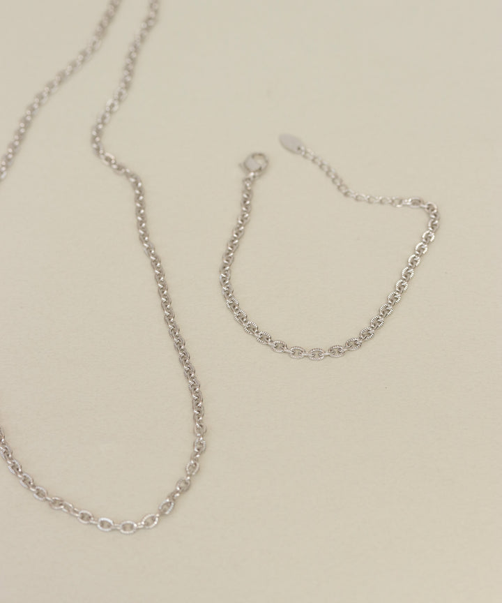 silver925 きざみ小豆チェーンネックレス