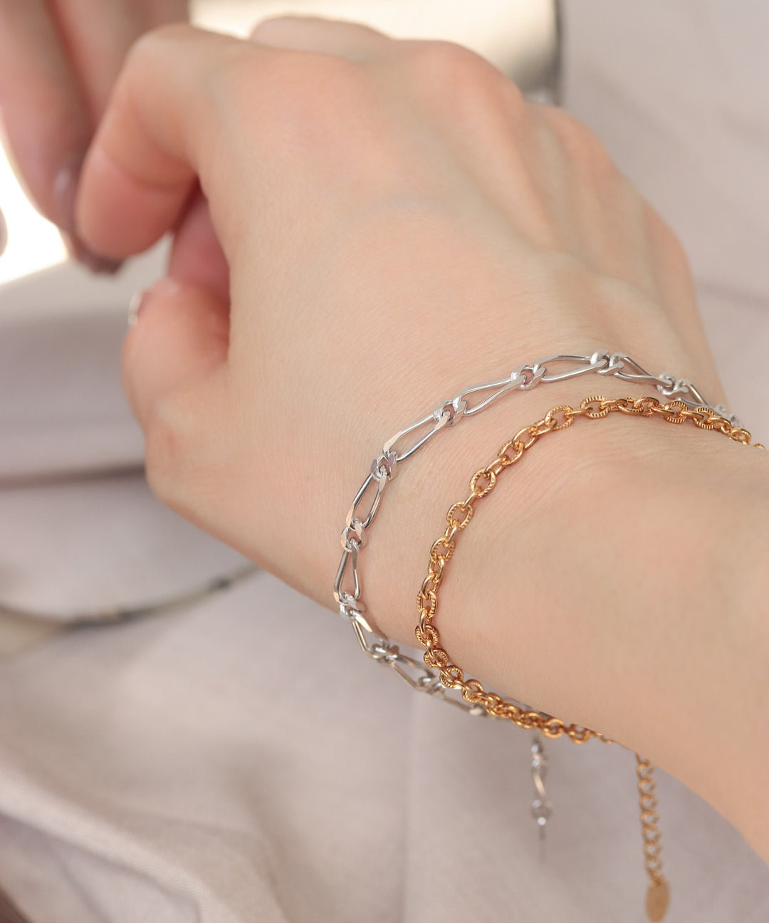 silver925 きざみ小豆チェーンブレスレット